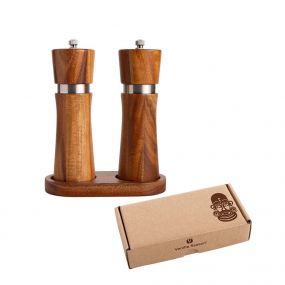 VANILLA SEASON SABARI Elegant salt and pepper mill set with a stand